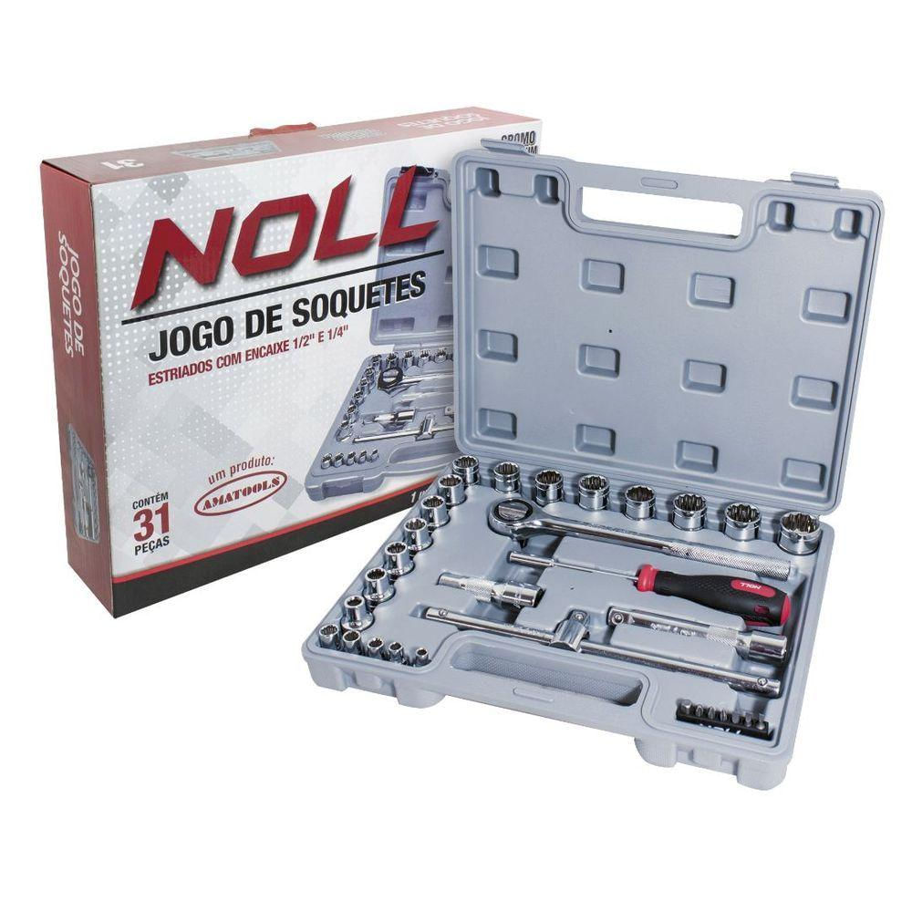 Jogo De Soquetes Estriados 1-2''- 31 Peças - Noll
