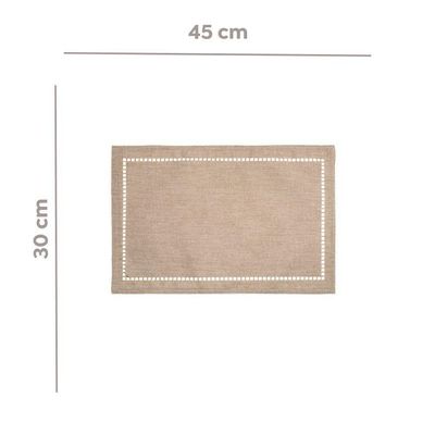 6 Lugares Americanos Retangular Poliéster Linho Bege 45cm Lyor