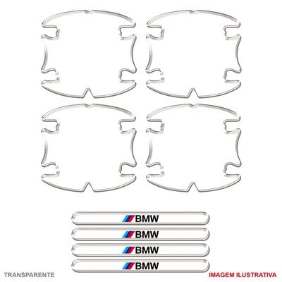 Jogo Adesivo Protetor Maçaneta Carro Bmw Resinado Transparente Transparente