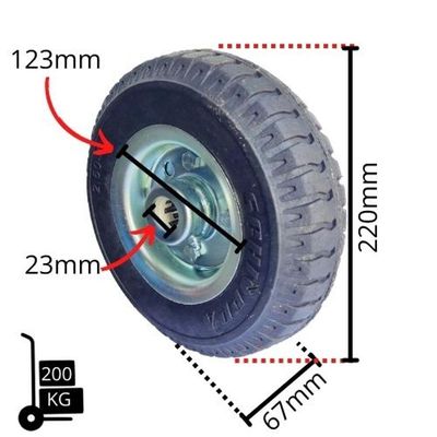 Roda 2.50-4 Pneu Maciço 7/8" Rolamento Rolete