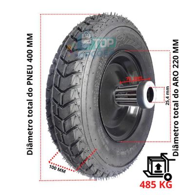 Roda 400-8 Pneumática 4 Lonas P/carrinho Plataforma