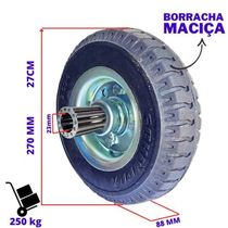 Roda Pneu Maciço Borracha 3.50-4 7/8" Rolamento Rolete