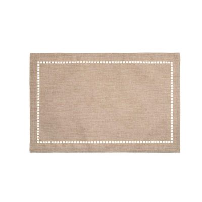8 Lugares Americanos Retangular Poliéster Linho Bege 45cm Lyor