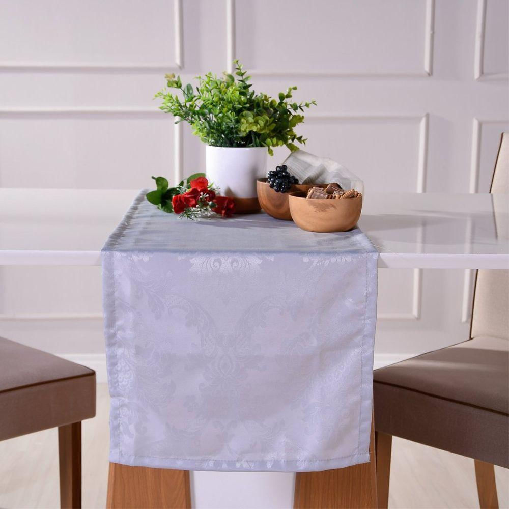 Trilho De Mesa 40x140 Damask Ligamento Cetim Cinza