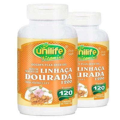 Kit 2 Óleo De Semente De Linhaça Dourada 1200Mg 120caps