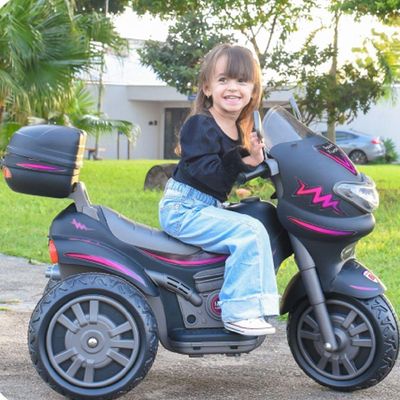 Moto Eletrica Sprint Turbo 12v Com Capacete Boy E Girl Biemme Preto