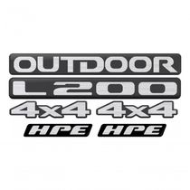 Emblema Adesivo Resinado Mitsubishi L200 Outdoor Hpe 4x4 04 Cor Preto