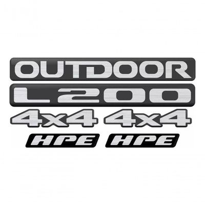 Emblema Adesivo Resinado Mitsubishi L200 Outdoor Hpe 4x4 04 Cor Preto