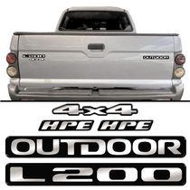 Emblema Adesivo Resinado Mitsubishi L200 Outdoor Hpe 4x4 04 Cor Preto