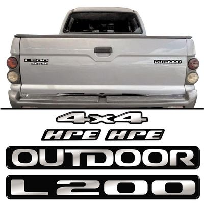 Emblema Adesivo Resinado Mitsubishi L200 Outdoor Hpe 4x4 04 Cor Preto