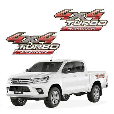 Par De Emblema Lateral Hilux 4X4 Turbo Intercooler Vermelho