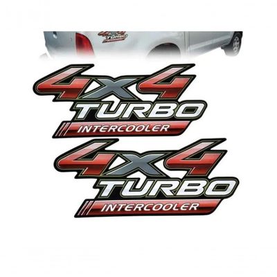 Par De Emblema Lateral Hilux 4X4 Turbo Intercooler Vermelho