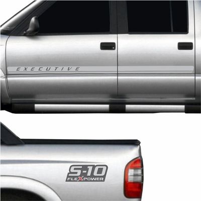 Kit Adesivos Faixas S10 Executive Preta Flex Power Cor Preto