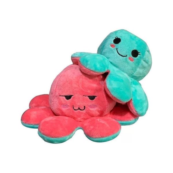 Polvo Do Humor Pelucia Reversivel Brinquedo Azul/Rosa