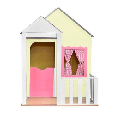 Casinha de Brinquedo com Cercado Amarelo e Rosa