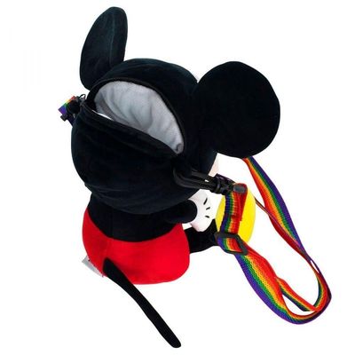 Mini Bolsa Pelúcia Mickey Coração Arco-íris 20cm - Disney