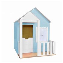 Casinha de Brinquedo com Cercado Azul Bebê e Branco