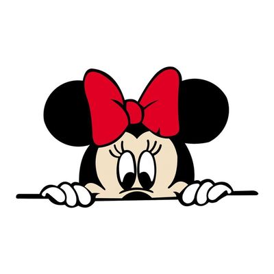 Adesivo Carro Sem Resina Minnie - Alta Qualidade 11,5X6,5Cm Vermelho