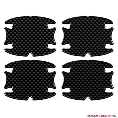 Jogo Adesivo Protetor Maçaneta Carro Resinado Preto Carbon Preto
