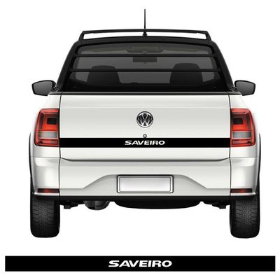 Faixa Tampa Traseira Saveiro 2014 Em Diante Adesivo Preto Cor Preto