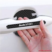 Jogo Adesivo Protetor Maçaneta Carro Audi Sport Resinado Preto Carbon Preto