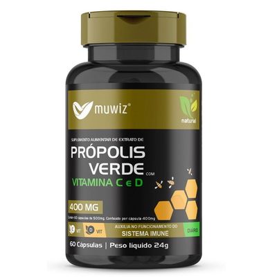 Própolis Verde Com Vitaminas 60 Cápsulas 400mg Muwiz