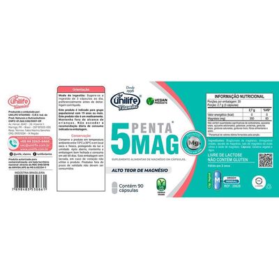 Kit 2 Penta 5 Mag Magnésio Unilife 90 Cápsulas