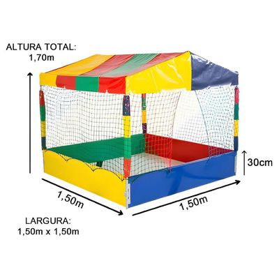 Kit Infantil Piscina De Bolinhas 1,50m Quadrada + 1500 Unidades Bolinhas Coloridas
