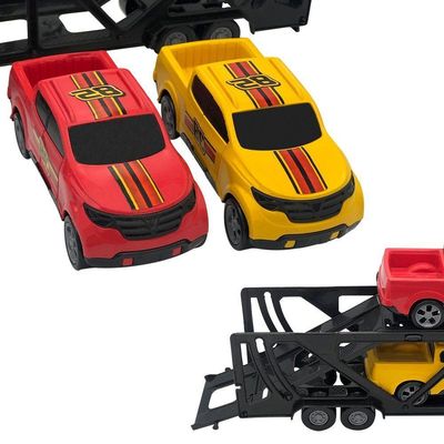 Mini Cegonheiro De Brinquedo Transportador De Carros Com 2 Carrinhos, Azul