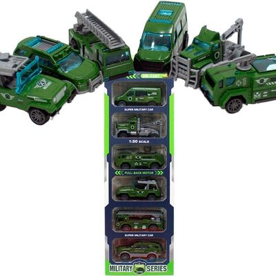Kit 6 Carrinhos De Brinquedo Exército Miniatura Colecionável