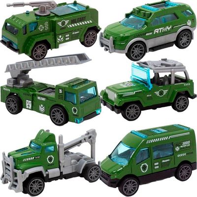 Kit 6 Carrinhos De Brinquedo Exército Miniatura Colecionável