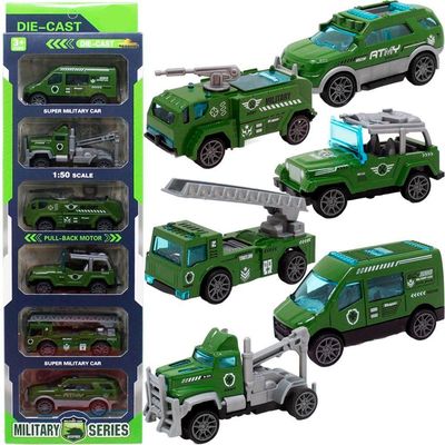 Kit 6 Carrinhos De Brinquedo Exército Miniatura Colecionável