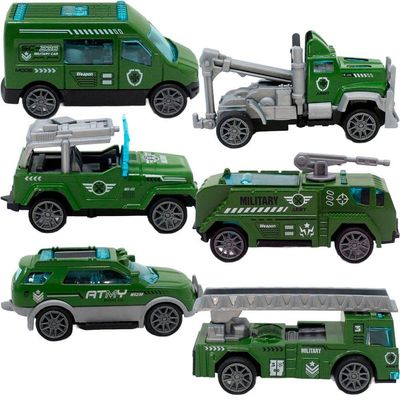 Kit 6 Carrinhos De Brinquedo Exército Miniatura Colecionável