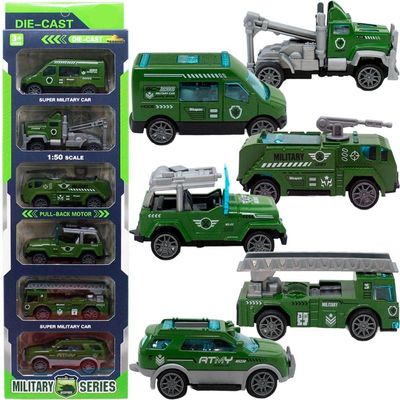 Kit 6 Carrinhos De Brinquedo Exército Miniatura Colecionável