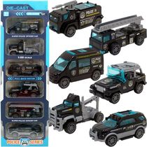Kit 6 Carrinhos De Brinquedo Polícia Miniatura Colecionável