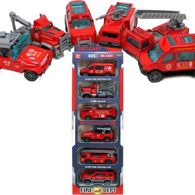 Kit 6 Carrinhos De Brinquedo Bombeiro Miniatura Colecionável