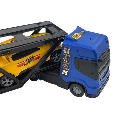 Mini Cegonheiro De Brinquedo Transportador De Carros Com 2 Carrinhos, Azul