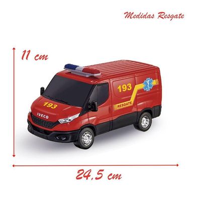 Kit Brinquedo Furgão Van Resgate Bombeiro Ambulância Iveco