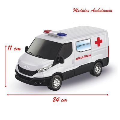 Kit Brinquedo Furgão Van Resgate Bombeiro Ambulância Iveco