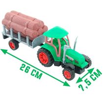 Brinquedo Trator Caçamba Madeira Miniatura Articulável Verde Fricção
