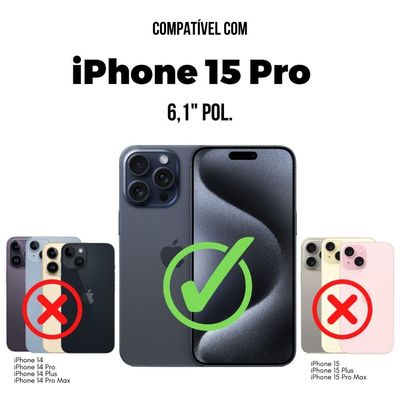 Capa Para Iphone 15 Pro - Couro Dual Preta - Gshield