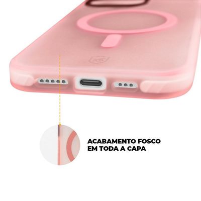 Kit Capa Magsafe Pro Rosa E Pelicula Defender Pro Privacidade Para Iphone 15 Plus - Gshield