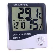 Termo Higrômetro Medidor Temperatura Umidade Relógio Digital