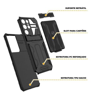 Capa Case Capinha Guardian Para Samsung Galaxy S22 Ultra - Preta - Gshield
