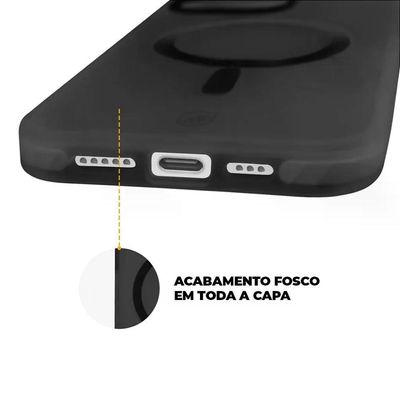 Kit Capa Magsafe Pro Preta E Pelicula Defender Pro Privacidade Para Iphone 15 Plus - Gshield