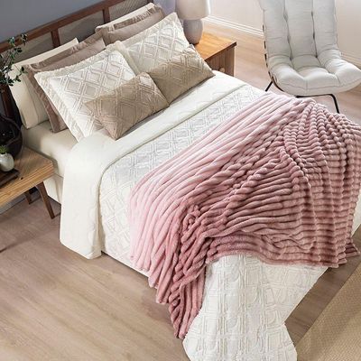 Cobertor Coberta Fluflu Queen Ultrasoft Alto Relevo Dupla Face - Pancake