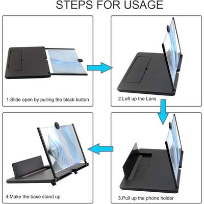 Lupa De Tela De 12 Polegadas Para Celular, Ampliador De Tela Gelar, Lupa 3d Para Celular Preto G
