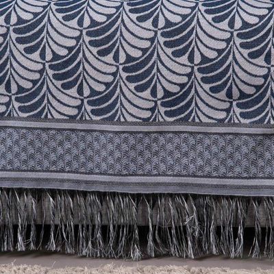 Manta Xale Rustic Jacquard 1 Pç Azul Pal