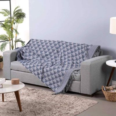 Manta Xale Rustic Jacquard 1 Pç Azul Pal