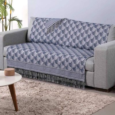 Manta Xale Rustic Jacquard 1 Pç Azul Pal